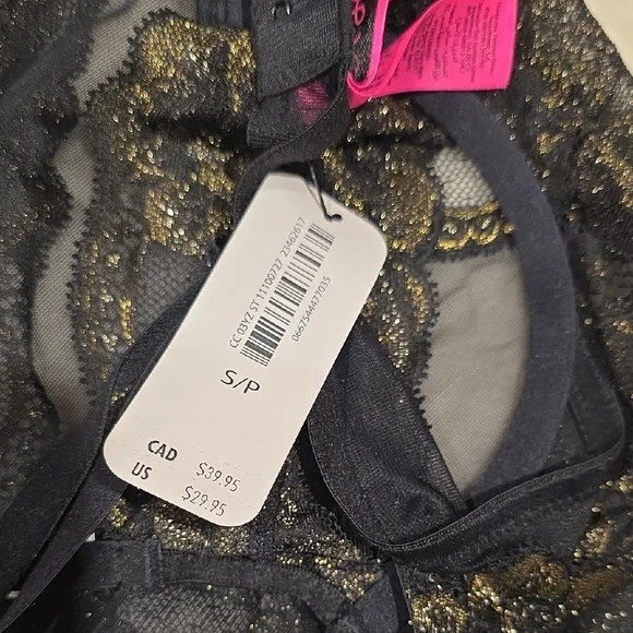 La SENZA Black and Gold Lace Unlined Baby Doll S - Picture 2 of 9